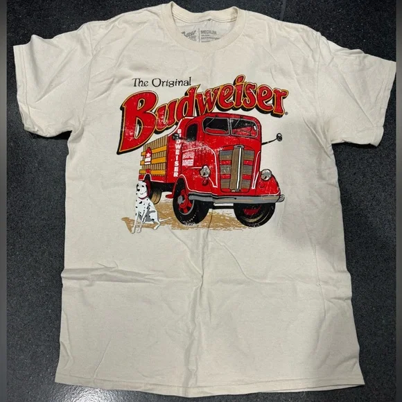 Budweiser Cream Tee with Red Truck Graphic - Picture 1 of 3